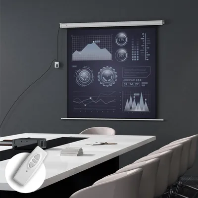 Produktbild von Rollo-Leinwand 85 Zoll, Motorisierte Projektionsleinwand, 1:1 Format 4K HD, Weiß | 176,5 x 176,5 cm | 160° Betrachtungswinkel | Fernbedienung