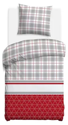 Obrázek produktu pro Běžné povlečení, flanelové povlečení, vhodné na zimu, teplé, rozměr 140x200, model 31520-2, šedý kostkovaný vzor