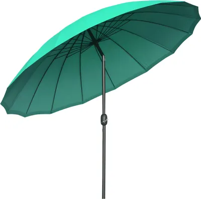 Image de Outsunny Parasol droit parasol de jardin inclinable rond avec 18 baleines manivelle m?t en mšŠtal fibre de verre ? 2,5 m polyester haute densitšŠ vert