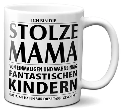 Produktbild von TassenKing Tasse mit Spruch STOLZE MAMA Kaffeetasse Kaffeebecher Kaffeepott Frühstückstasse Bürotasse Weihnachten Kindern Geschenk