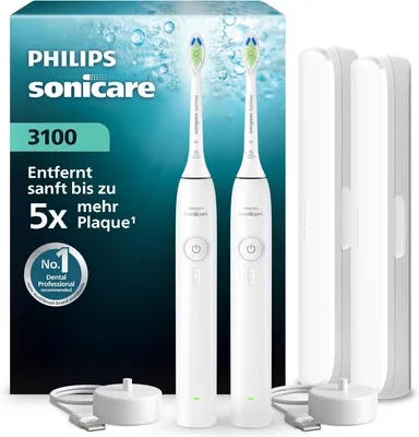 Produktbild von Philips Sonicare 3100 series 3100 HX4072/41 Wiederaufladbare Zahnbürste, Erwachsener, Schallzahnbürste, Tägliche Pflege, 31000 Bewegungen pro Minute, Weiß, 2 min, 4 x 30 sec