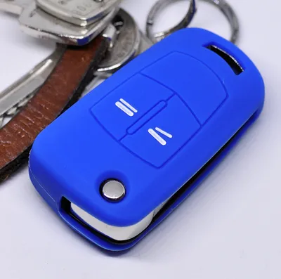 Produktbild von Auto Schlüssel Hülle Silikon Schutz Cover Blau kompatibel mit OPEL Astra Vectra Corsa Zafira Signum bis 2008 2 Tasten Klappschlüssel