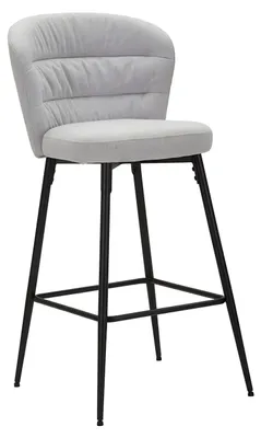 Immagine prodotto di Set 2 Sgabelli Bar LOSANNA Grigio 52x59x108 cm - Sgabelli in Tessuto con Gambe in Metallo Nero - Design Anni '70 Glam