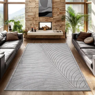 Productafbeelding van Kortpolig vloerkleed, 120x170 cm, grijs, geschikt voor woonkamer, slaapkamer en keuken