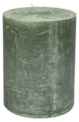 Productafbeelding van Branded kaars, Ø 15 × 20 cm - Metallic groen - brandduur: ongeveer 120 uur.