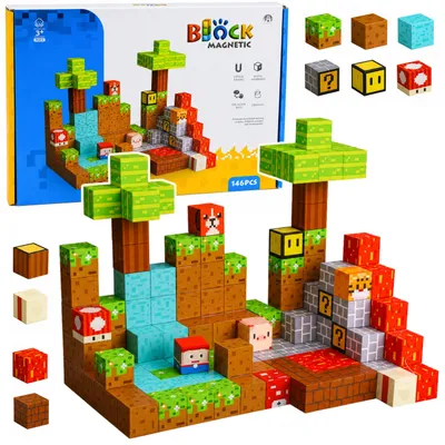 Produktbild von Magnetische Bausteine Pixel World Farbige Würfel 146 Teile.