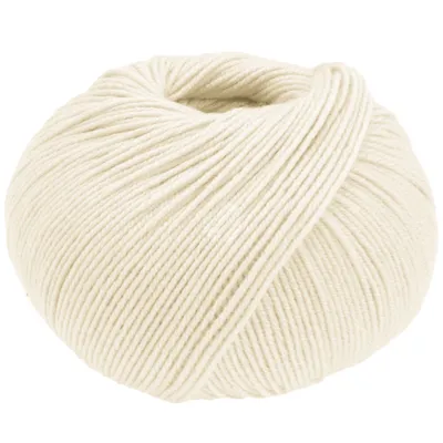 A ball of cream-colored yarn.
