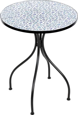 Obrázek produktu pro BELIANI Zahradní bistro stůl černý kovový železný kulatý 60 cm mozaikový vzor vintage styl venkovní nábytek