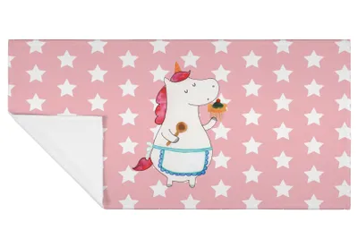 Produktbild von Mr. & Mrs. Panda Handtuch Einhorn Küche - Rot Pastell - Geschenk, baumwolle, Flauschtuch, Muffin, Motivation, Unicorn, Frotteehandtuch, Torte, 50x100, Händehandtuch