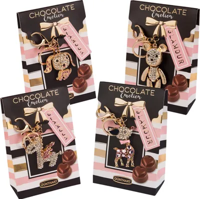 Productafbeelding van Günthart chocoladeproducten met glamour sleutelhanger, gesorteerd, 114g