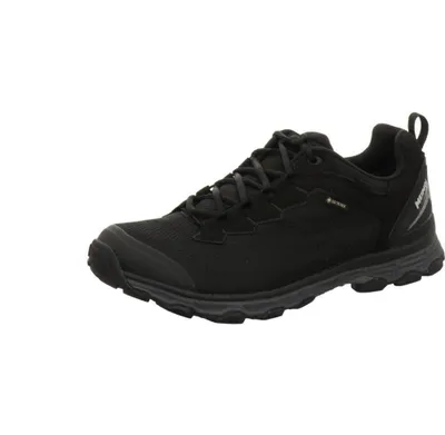 A single black walking shoe is shown against a white background.