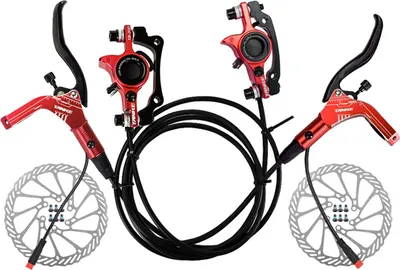 Produktbild von Hydraulisches E-Bike-Bremsset mit 160-mm-Rotoren vorne und hinten, hydraulischer Scheibenbremssattelhebel fuer Elektrofahrrad, Fahrradroller