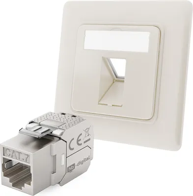 Produktbild von hb-digital Netzwerkdose 1 Port mit 1 x Keystone Modul CAT 7 Daten Dose RJ45 Unterputz RAL9010