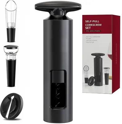 Productafbeelding van 4-in-1 Wijnopener Set met Kurkentrekker, Foliesnijder en Wijnstopper
