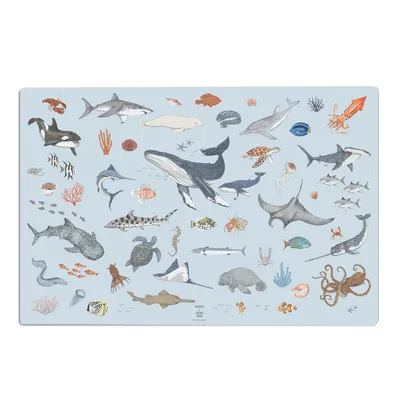 Produktbild von Schreibtischunterlage für Kinder – „Ocean Animals“ – 60 x 40 cm – aus Premium Vinyl –  Germany
