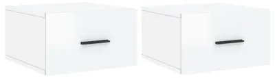 Produktbild von vidaXL Wand-Nachttische 2 Stk. Hochglanz-Weiß 35x35x20 cm