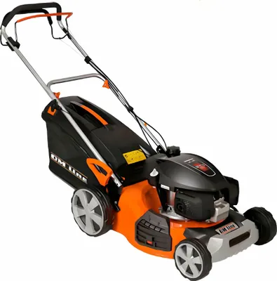 A product shot of a lawnmower on a white background.