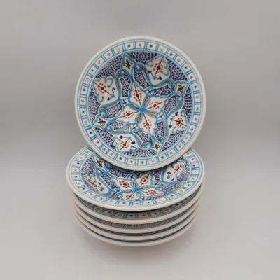 Immagine prodotto di Set di 6 piatti Tebsi in turchese marocchino - P 23 cm