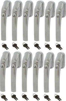 Produktbild von ABUS FG300 ER, abschließbarer Fenstergriff in Edelstahl-Optik, im Set 12 Stück alle gleichschließend AL0145 mit insgesamt 20 Schlüssel