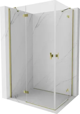 Produktbild von Mexen Mist H Duo Duschkabine, schwenkbar, 75 x 90 cm, transparent, golden - 8A5-075L-090P-50-00