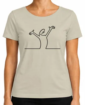 Imagen del producto de Camiseta para mujer, diseño "Linea Strichmännchen Balum Comic Cartoon" de Osvaldo Cavandoli, color natural, talla M