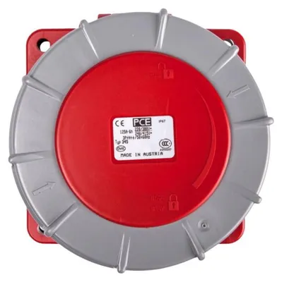 Imagen del producto de PCE 345-6 CEE - Caja de conexión para enchufes, recta, 120x120, 125A, 5 polos, 6 horas, IP67. I POWER TWIST - Enchufe de pared CEE. Conexión por tornillo. Enchufe industrial. Enchufe de alta corriente, resistente al agua