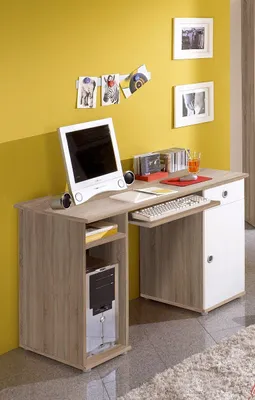 Produktbild von Schreibtisch WIKI Kinderzimmer Jugendzimmer PC Büro Sonoma Eiche Nachbildung Weiß
