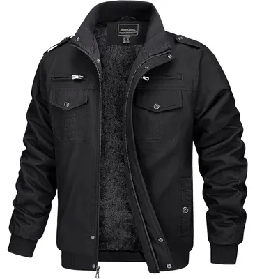 Productafbeelding van Winterjas voor heren, warme fleece, overgangsjas, werkjas, parka, outdoor, zwart, maat S