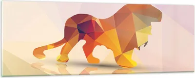 Produktbild von Bilder auf glas - Löwe Illustration modern - 90x30cm - Glasbilder - Wandbilder - Kunstdruck - zum Aufhängen bereit - Wanddekoration aus Glas - Glas Bilder - Wandbild auf Glas - GAB90x30-2804
