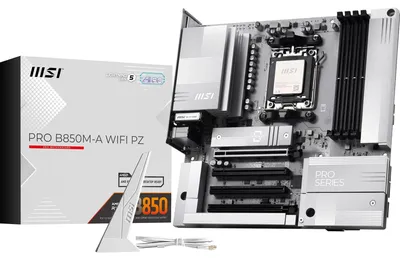 Zdjęcie produktu dla MSI AM5 PRO B850M-A WIFI PZ M-ATX, AMD, Gniazdo AM5, AMD Ryzen 7000 Series, AMD Ryzen 8000 Series, AMD Ryzen 9000 Series, Gniazdo AM5, DDR5-SDRAM, 256 GB
