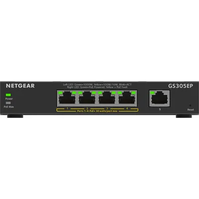 Produktbild von NETGEAR Plus GS305EP - Switch - Smart - 5 x 10/100/1000 (4 PoE+) - Desktop, wandmontierbar - PoE+ (63 W)