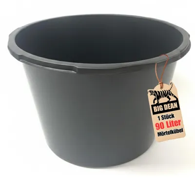 Produktbild von BigDean Mörtelkübel 90 Liter, Schwarz, Kunststoff,  Poland, UV-beständig, Stapelbar, Maurerwanne für Baustelle