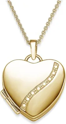 Produktbild von Damenkette Herz Medaillon Treasure 925 Silber Gelbgold vergoldet zum Öffnen für Bilder