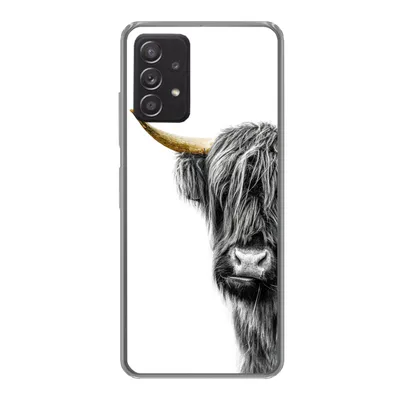 Produktbild von MuchoWow® Handyhülle Schutzhülle Hülle für Samsung galaxy a73 Schottischer Highlander - Tiere - Schwarz und Gold Silikon Softcase Handy Hülle - Handyhülle