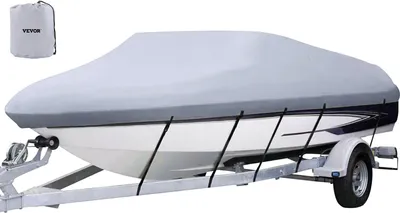Produktbild von Bootspersenning 14-16 Fuß (426-487 cm), Bootsabdeckung 600D Oxford-Gewebe, Persenning Bootsplane mit 5 verstellbaren Riemen, Wasserdicht Schutz V-Rumpf Cover Boat Tarpaulin für Yacht