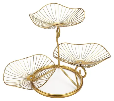 Metallener Obstkorb mit 3 Ebenen, dekorativ, gold