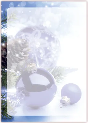 Produktbild von Motivpapier Briefpapier (Weihnachten-5178, DIN A4, 100 Blatt) - Weihnachtspapier blaue Weihnachtskugeln auf Schnee im Tannengrün mit Zapfen