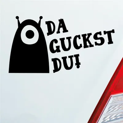 Produktbild von Auto Aufkleber Da guckst du! Alien Monster 15x8 cm Schwarz Glanz Sticker Heckscheibenaufkleber