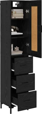 Obrázok produktu pre vidaXL Highboard čierny dubový vzhľad 34,5 x 34 x 180 cm materiál na báze dreva