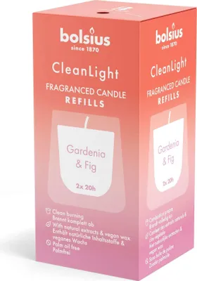 Produktbild von Bolsius Nachfüllung Clean Light Pack 2 Gardenie Feige | 6 Stück