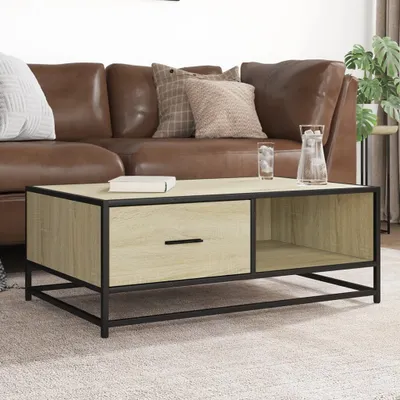Zdjęcie produktu dla Maison Exclusive – stolik kawowy Sonoma-dąb 90x57x35 cm Materiał drewnopochodny i metal