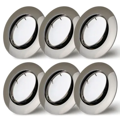 Produktbild von 6er Set Einbaustrahler gunmetal Ø68mm Lochbohrung mit LED Modul 5 Watt 400 Lumen Warmweiß 2700K ultra flach 30mm schwenkbar