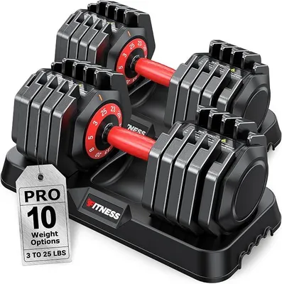 Produktbild von Verstellbare Hanteln Set | 5 & 10 Gewichtsstufen | 2–24,5 KG Einstellbare Kurzhanteln | Platzsparend für Home Gym