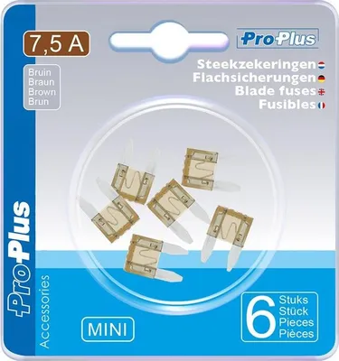 Obrázek produktu pro Čepelové pojistky mini 7,5A hnědé 6 kusů v blistru