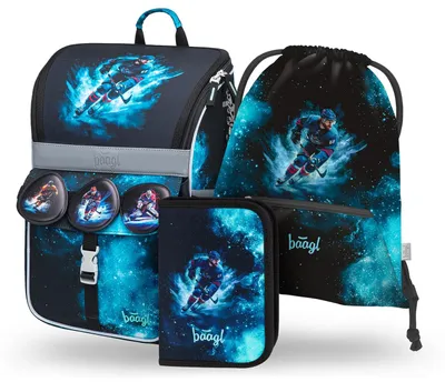 Produktbild von Baagl Schulranzen Jungen Set 3 Teilig Schultasche Zippy 18 l - Eishockey