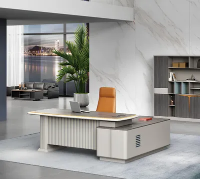 Immagine prodotto di Spaziosa scrivania angolare in elegante grigio-beige