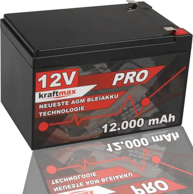 Produktbild von Kraftmax Industrial Pro Bleiakku [ 12V / 12Ah ] AGM Hochleistungs- Blei Akku der Neusten Generation