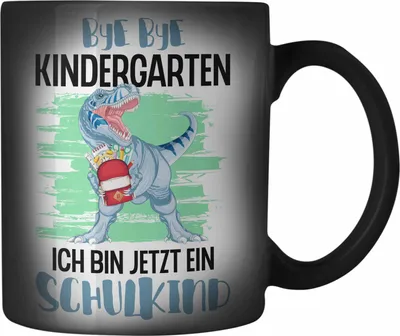 Produktbild von Trendation - Einschulung Junge Dino Geschenk für Schultüte Füllung Farbwechsel Zauber-Tasse Schulstart 1. Schultag Schuleinführung Schulanfang Geschenkidee Schulkind 2022 (Schwarz)