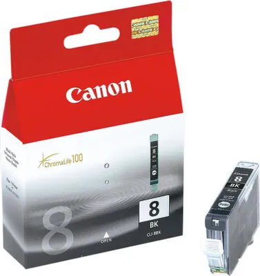 A Canon ink cartridge and its packaging are shown.