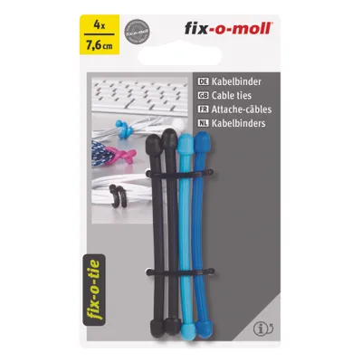 Produktbild von Kabelbinder lösbar fix-o-moll 76mm 3 Farben